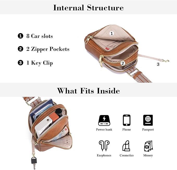 INICAT RFID Blocking Sling Bag, Anti Theft Crossbody Bag for Women Compact Travel Purses Leather