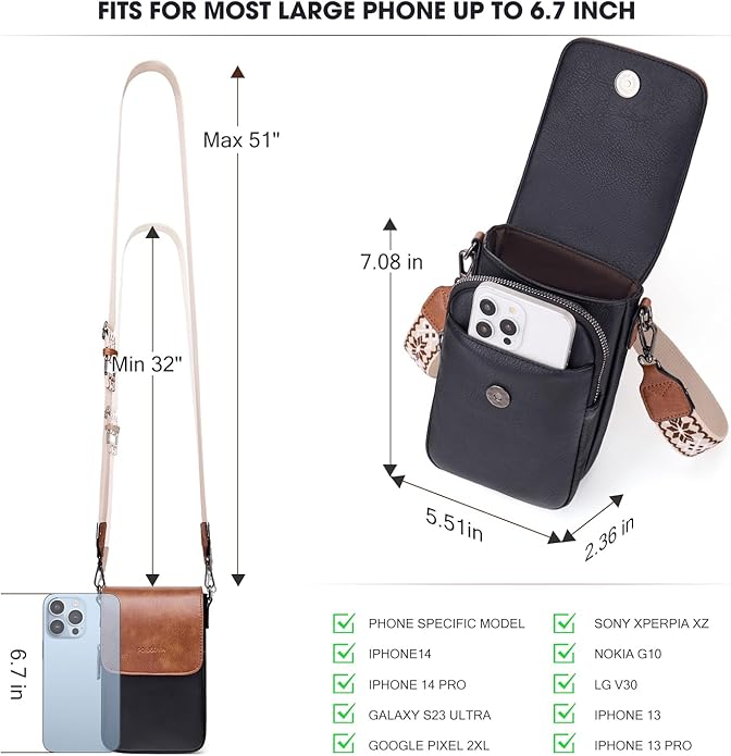 POIUGOYA Crossbody Bags for Women,Small Crossbody Purse with Triple Compartments,Cell Phone Wallet with Card Slots for Travel | Small
