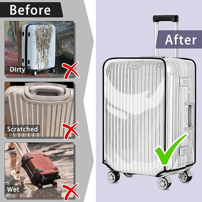 Yotako Clear PVC Suitcase Cover Protectors 28 Inch Travel Luggage Cover for Wheeled Suitcase 28''