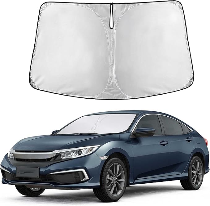 Autovir Windshield Sun Shade Fit for 2016-2019 2020 2021 Honda Civic Sunshade, Front Car Window Shades Sun Visor, Blocks UV Rays & Heat, Car Accessories