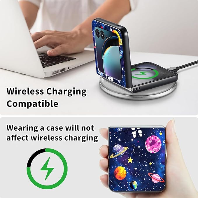 for Motorola Moto Razr 2024 Case,Moto Razr 50 Phone Case Cute Slim Hard PC Ultra-Thin Anti-Scratches Shockproof Protective Cover,Astronaut Space Planet