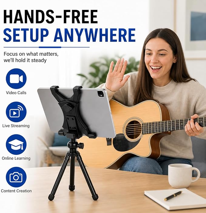 Acuvar Universal Tablet Tripod Mount Holder, Adjustable Stand Adapter for iPad, Samsung Galaxy Tab & Surface, Fits 8–11 Inch Tablets (Vertical & Horizontal), Compatible with Tripods & Monopods