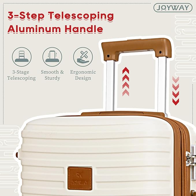 Joyway Expandable Carry on Luggage Sets Airline Approved, Lightweight Hard Shell 20 Inch Carry-on Suitcase with Spinner Wheels, White