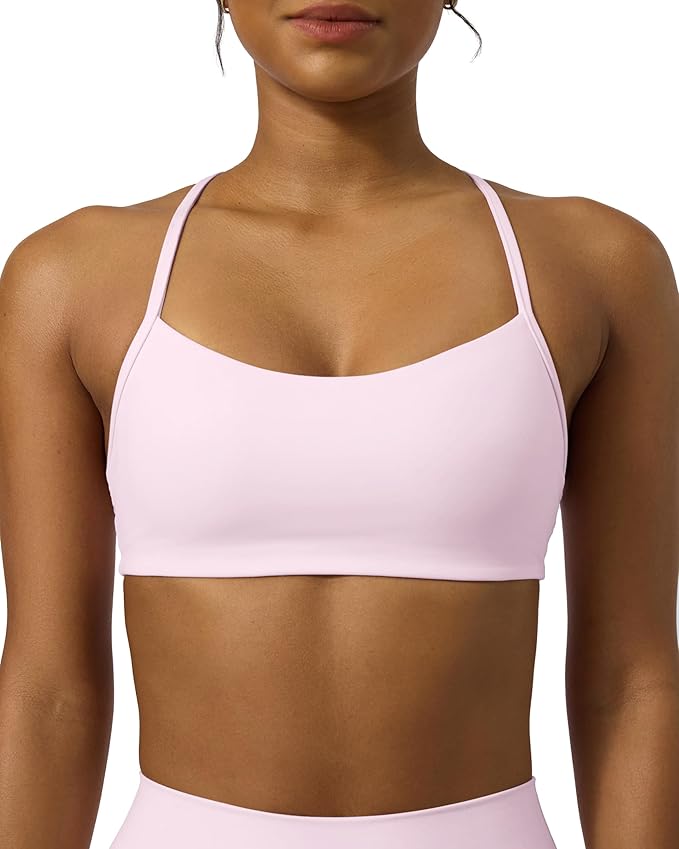 PAVOI ACTIVE Yoga Racerback Bras for Women - Buttery Soft Low Support Scoop Neck Y-Back Thin Strap Sports Bra - FlexFlow