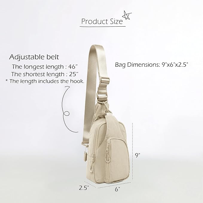 ODODOS Sling Bag with Adjustable Straps Crossbody Chest Bag Lightweight Backpack for Casual Traveling Hiking