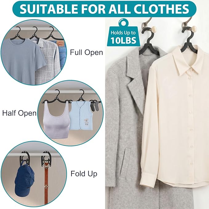 15 Pcs Travel Hangers Portable Foldable Travel Hanger Organizer, Plastic Cruise Ship Accessories Essentials 2026 Clothes Hanging Rack Folding Hangers for Travel Camping Fly RV Europe Suitcase, Black