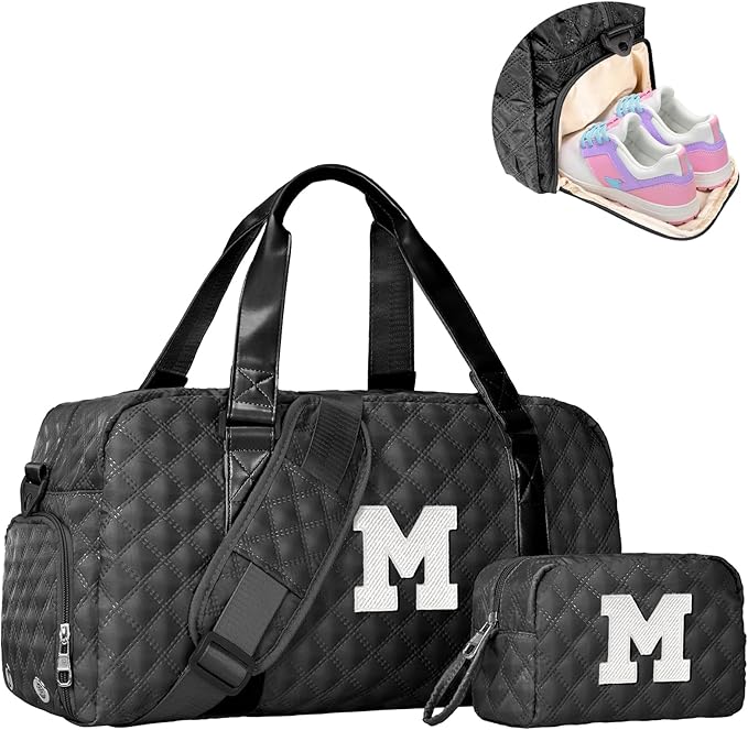 Personalized Duffle Bag Women Girls Gift: Letter Carry on bags, Dance Cheer bag Sports for Girl, Kid Gymnastics Bags, Birthday Gifts for Women Girls Kids Teens Mom Teacher