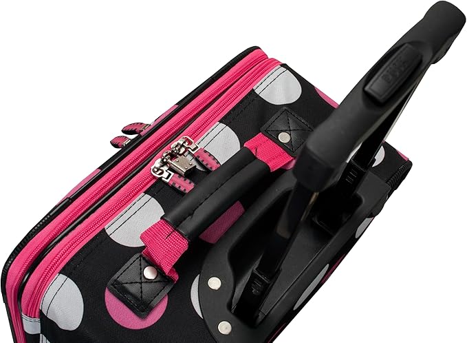 Rockland Fashion Softside 2 Piece Luggage Set, Expandable, (14" Tote/19" Upright), Multi Pink Dot