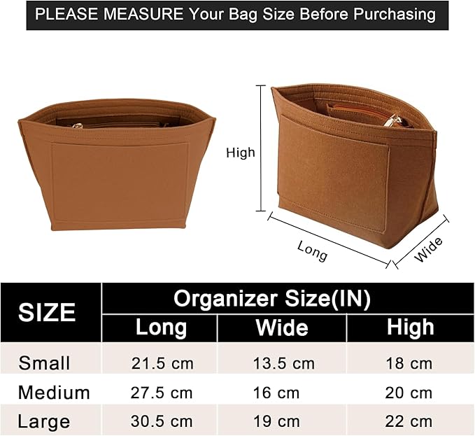 LOUKAYCCI Purse Organizer Insert for Le Pliage Medium Handbags Insert Organizer (Brown, Medium)