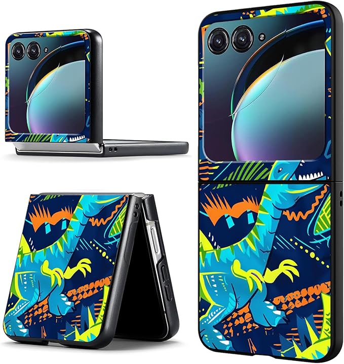 for Motorola Moto Razr Plus 2024 Case,for Moto Razr 50 Ultra Case Cute Slim Hard PC Thin Anti-Scratches Shockproof Protective Phone Cover for Motorola 50 Ultra,Blue Cartoon Dinosaur