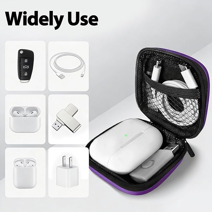 Earbud Case Portable EVA Carrying Case Storage Bag Cell Phone Accessories Organizer with Carabiner for Wired/Wireless Headphones, SD Memory Card, Camera Chips(Square, 5 Pack3)