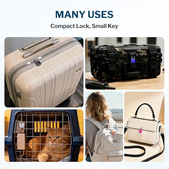 Forge Small TSA Approved Luggage Locks: Ultra Secure Dimple Key Travel Locks Alloy Body. for Luggage, Travel Cases, Backpacks, Orange 4 Pack.