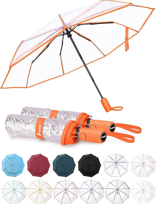 PTEROMY Windproof Travel Umbrellas for Rain and Sun, Withstands 85MPH Winds Auto Open Close Folding Umbrella with Ergonomic Handle, Quick Dry Canopy for Commuting or Backpack