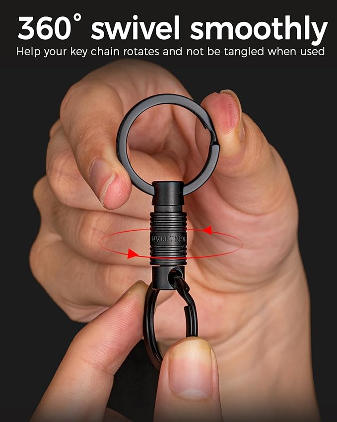 FEGVE Titanium Quick Release Swivel Keychain, Pull Apart Detachable Keychain Heavy Duty Car Key Holder with Key Rings
