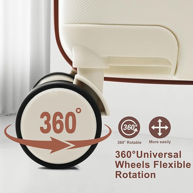 Hardside Luggage Sets, Lightweight Suitcase with Spinner Wheels, Ivory