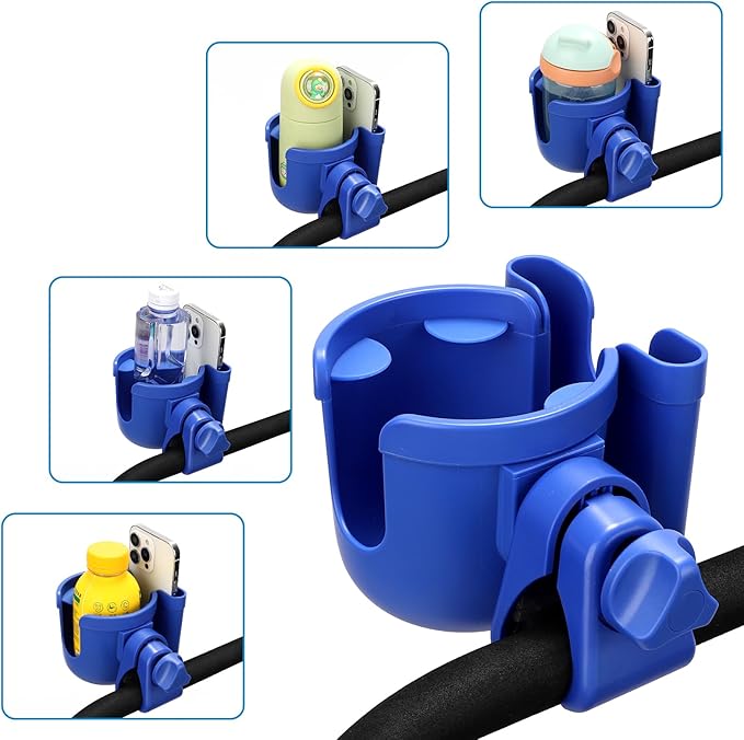 Accmor Stroller Cup Holder with Phone Holder, Bike Cup Holder, Universal Cup Holder for Uppababy Nuna Doona Strollers, 2-in-1 Cup Holder for Walker, Wheelchair, Scooter
