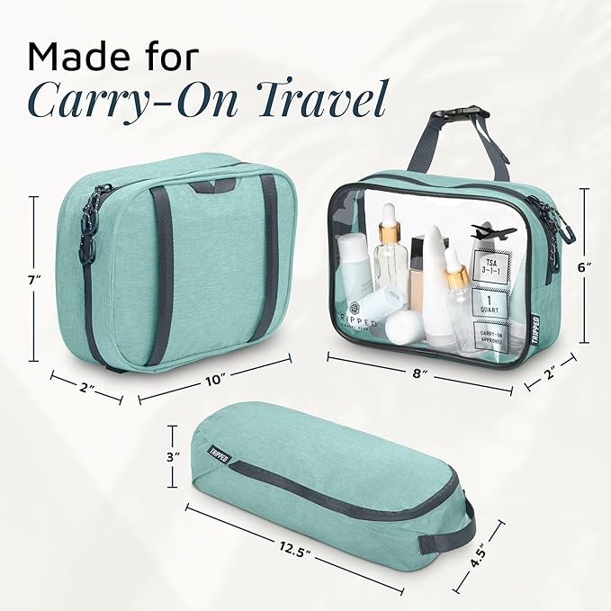 Toiletry Bag Kit Set: Hanging Travel Toiletry Bag + 311 TSA Cosmetic Liquid Bag + Ultralight Accessory Organizer Pouch