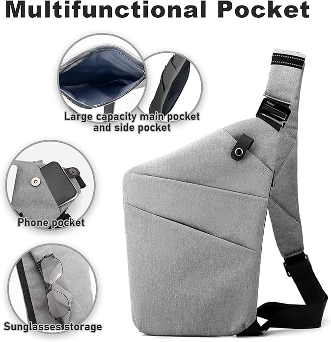 Anti Theft Travel Bag, One Shoulder Large Capacity Cross-body Bag Chest Fashion Lightweight Sling Bags for Travel Sports