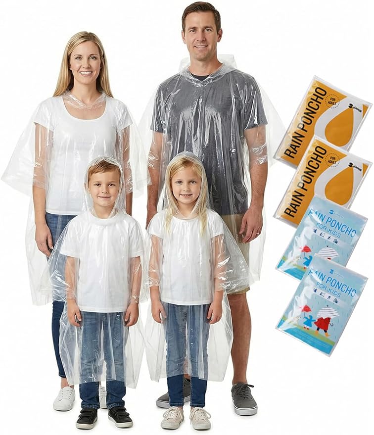 SaphiRose Disposable Rain Ponchos Emergency Clear Poncho