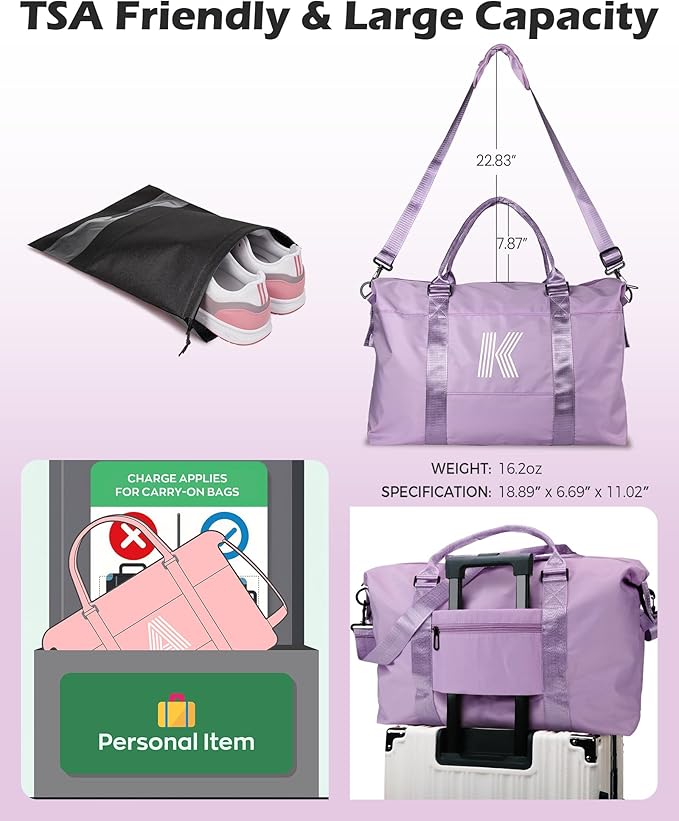 8 9 10 11 12 13 14 15 16 Year Old Girl Gifts, Preteen Travel Duffel Bag, Girl Sports Gym Bag, Overnight Bag for Women, Gifts for Teens Sweet Camp Essentials For Teen Girls (Letter B)