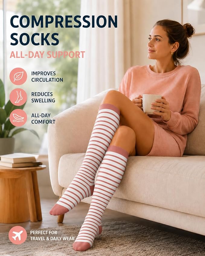 Aoliks Compression Socks for Women & Men 4 Pairs, Best Support for Nurses Running Travel