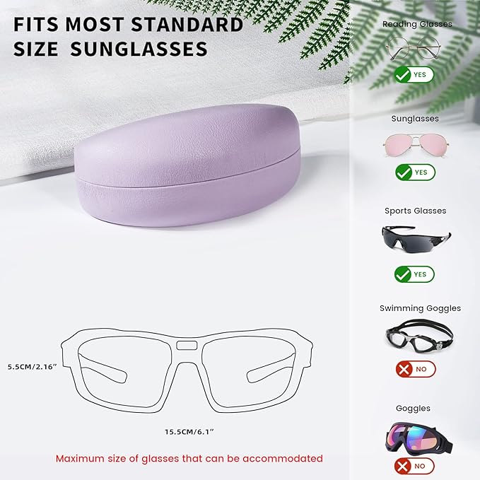 molshine Hard Shell Sunglasses Case,Classic Large Glasses Case for Sunglass,Eyeglasses with Cleaning Cloth,Pouch