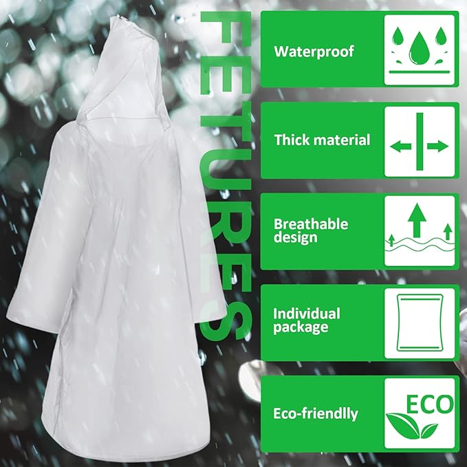 Pasimy 150 Pcs Disposable Rain Ponchos Bulk for Adults Emergency Ponchos with Hood for Man Women Travelling Camping Hiking