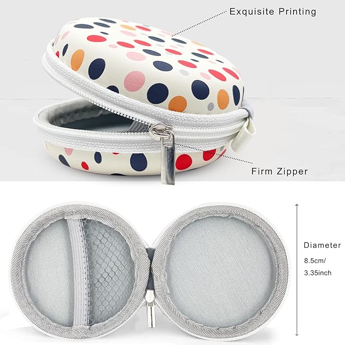 Earbud Case Headphone Organizer Ear Bud Case Portable EVA Carrying Box Storage Bag with Carabiner for AirPods Beats Bose Galaxy Buds 4/3/FE Data Cable Storage (Dots)