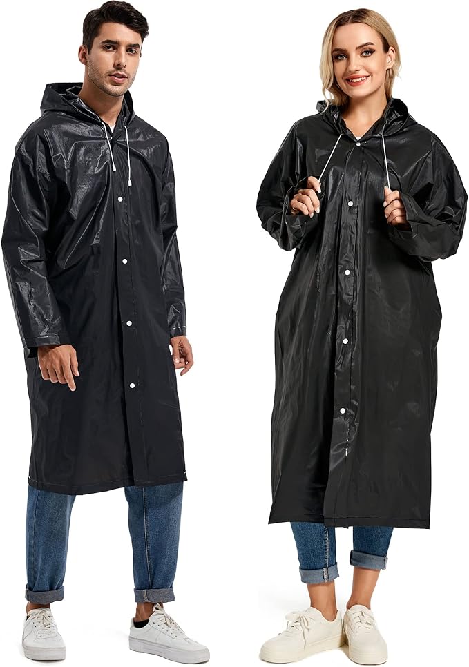 Rain Ponchos for Adults Reusable Raincoats Survival Heavy Duty Military Impermeable 2 Packs Rain Coat…