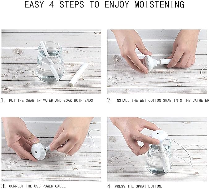 Mini Water Bottle Humidifier, Adjustable USB Donut Mist Maker Stick Wick for Travel Bedroom Car Plant, DIY Personal Bottle, Quiet Bedside