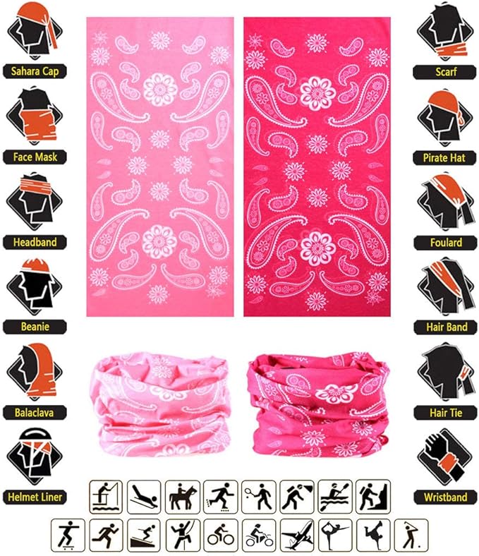 VANCROWN Headband Neck Gaiter Head Wrap Headwear Face Mask Magic Scarf Bandana for Men and Women