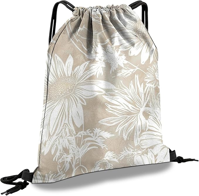 Drawstring Backpack Draw String Sports Bags for Gym Travel Beach Waterproof Cute Sackpack Men Women (13"×17")-Golden Sunflower