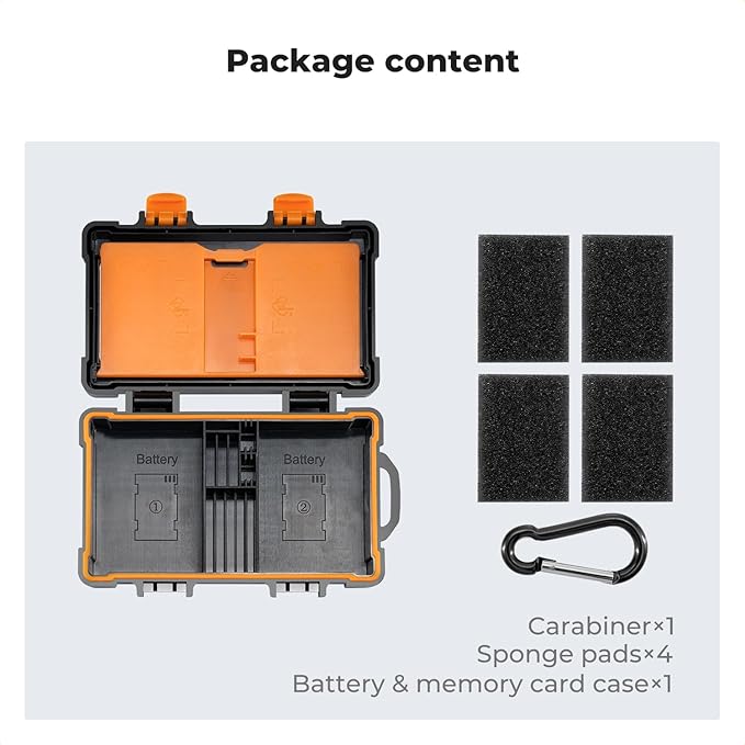 K&F CONCEPT Camera Battery Memory Card Case for 5 SD Cards, 2 Camera Batteries, 6 TF Cards, 3 CFE-A, 2 CF/XQD/CFE-B Cards, Water-Resistant Anti-Shock Case for Camera Batteries, NP-FZ100/NP-FZ50