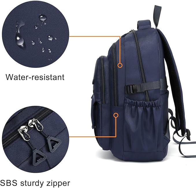Phaoullzon Boys School Backpack for Girls, College Aesthetic Laptop Bookbag for Travel,Navy Blue