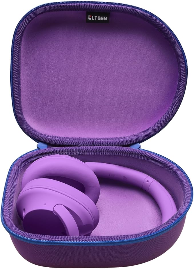 Headphone Headset Case Compatible with Audio-Technica ATH-M20x/JBL/Raycon/Soundcore Anker/Sony/Beats/JLab/TOZO/Logitech/BERIBES/KVIDIO Headphones, Large Headphone Case Hard Shell(Deep Purple)
