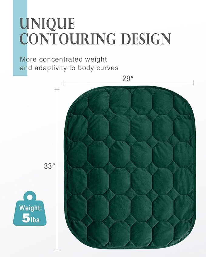 Cottonblue Weighted Lap Blanket Pad 5 lbs 29" x 33", Cozy Luxury Crystal Velvet Weighted Blanket for Adults Teens, Small Weighted Blanket Throw All Season for Travel Relaxation Sleeping, Green Blanket