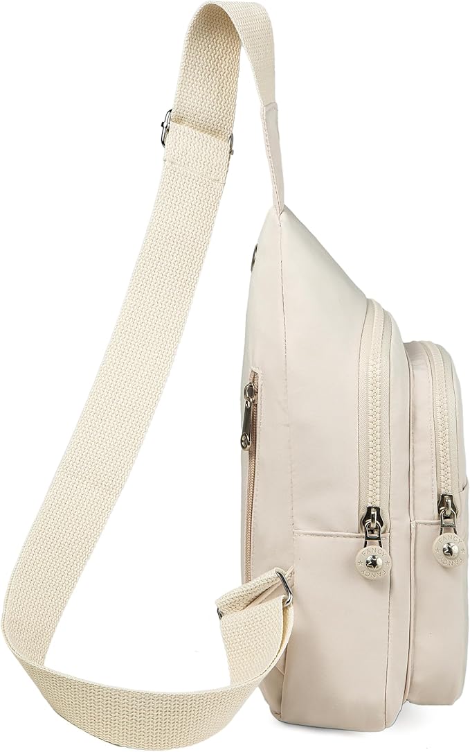 Banelu Small Sling Backpack Crossbody Bags for Women Men, Small Sling Bag Cross Body Bag Fanny Packs Crossbody Purses - Beige