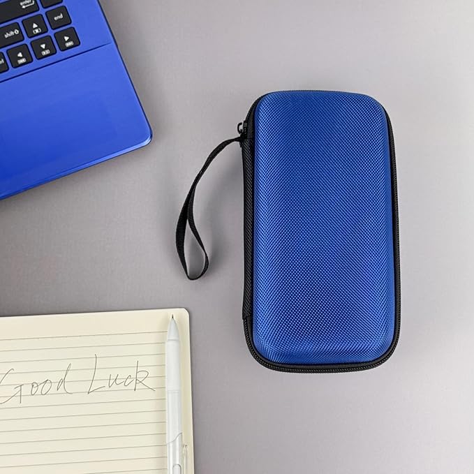 Universal Portable Hard EVA Carrying Case for Power Bank External Hard Drive Cell Phone USB Charging Cable Cord, Shockproof Protective Electronic Organizer Zipper Enclosure -Blue