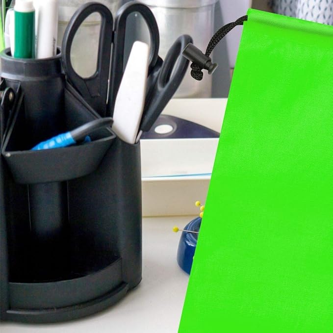 PALTERWEAR Drawstring Pouch with Toggle (6 x 8 Inch, 12 Pack, Green) Nylon Cinch and Ditty Bag for Travel, Office and Storage