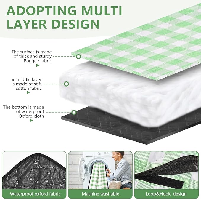 OBTANIM Extra Large Picnic Blanket 60 x 80 Inch Waterproof Foldable Beach Blankets Outdoor Picnic Mat for Camping Grass Lawn Park Music Festival Party Accessories (Green and White)