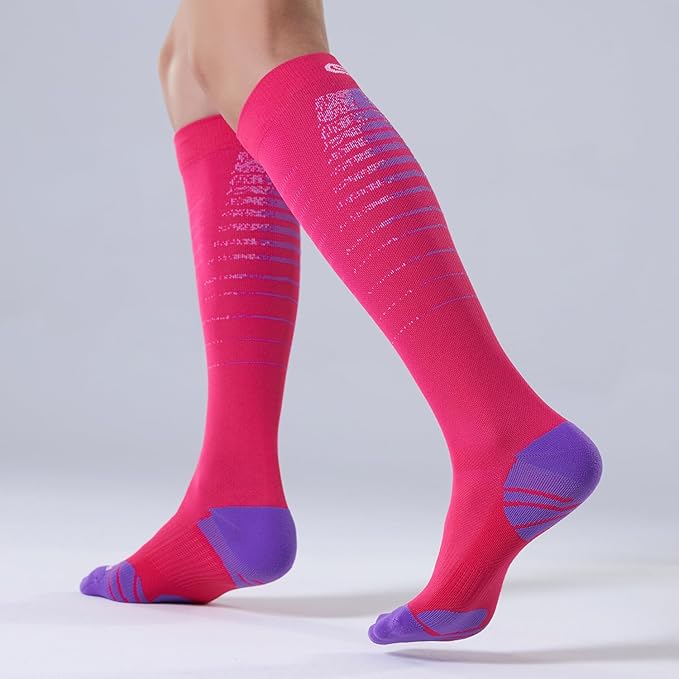 CS CELERSPORT 3 Pairs Compression Socks for Men and Women 20-30 mmHg Running Support Socks