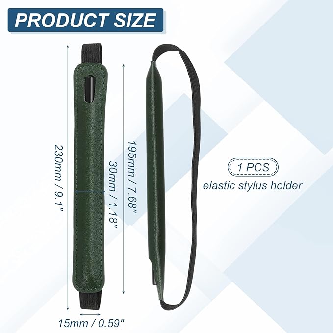 PATIKIL Stylus Holder for Tablet, Universal Pen Sleeve Retractable Stylus Pen Holder Elastic Pencil Pocket Case Protective Pouch for Tablet Case Notebook, Dark Green