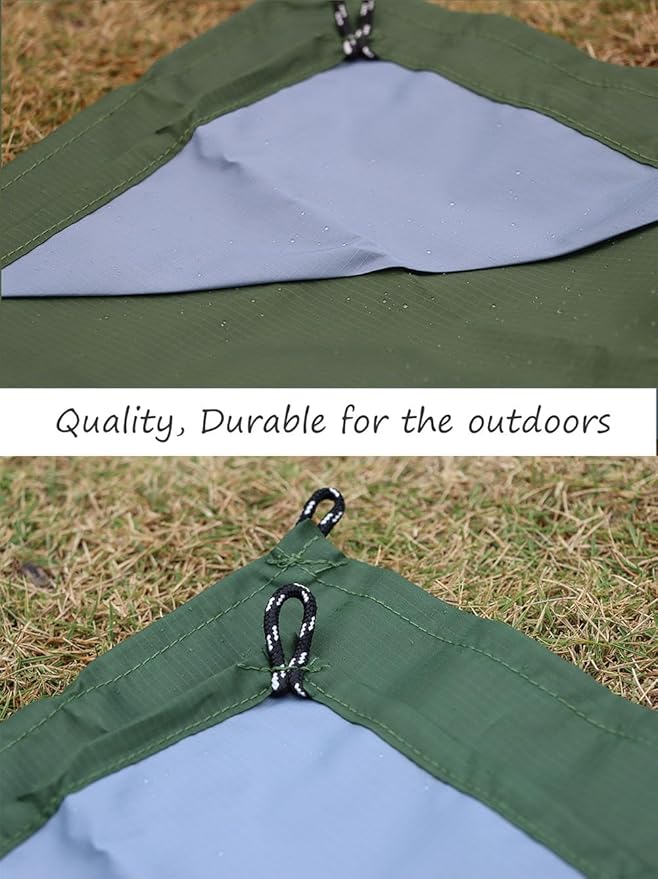Orga'Neat Pocket Picnic Blanket, Beach Mat Waterproof Sandproof, Compact Lightweight Small Tarp for Camping, Hiking, Backpacking, Festival, Travel, Foldable in Bags (Army Green/Grey, 55"x79")
