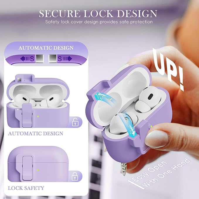 R-fun for AirPods Pro 3 Case with Cleaning Kit, Soft Liquid Silicone Rubber Protective Cover, Compatible with AirPods Pro 3rd Generation Case (2025), Compatible with MagSafe, Banana Purple