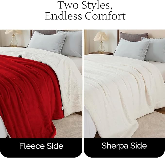 Waterproof Blanket for Bed Intimacy (90"x 80" King Size) Reversible Fleece | Sherpa, Love Blanket, Water Proof TPU Stain Proof Couch Furniture Mattress Winter Large Dog Bed Cover - Burgundy