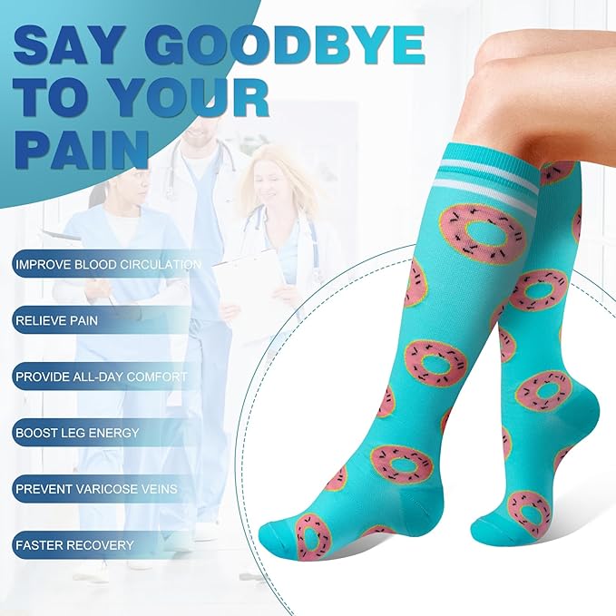 cerpite Compression Socks for Women & Men Circulation 8 Pairs Compression Socks 20-30 mmhg Best for Running,Nurse,Travel