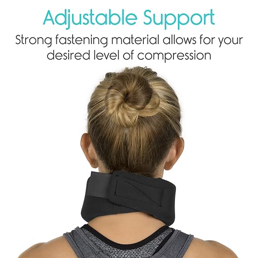 Vive Cervical Collar Neck Brace for Neck Pain and Support for Women & Men - Soft Foam Brace for Pain Relief - Comfortable Corrector Wrap for Posture, Sleeping, Radiculopathy, & Spine (Black, 3 inch)