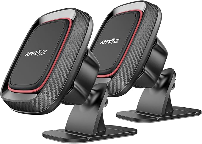 [2 Pack] Magnetic Phone Holder for Car, APPS2Car Dashboard Magnetic Car Phone Holder Mount with Strong VHB Adhesive Mounting, Requires Metal Plate for Use, Compatible with Most Phones(Not for Magsafe)