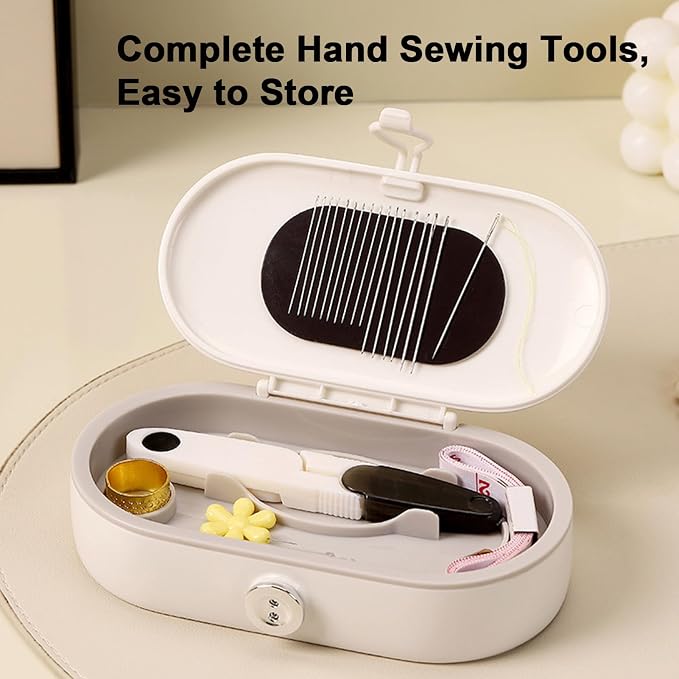 Portable Sewing Kit for Emergency Repair, Travel Sewing Kit Box with Round Case, Includes Needles, Thread, Scissors, Thimble - Perfect Home & Dorm Essential for Beginners (3 Stylish Colors) (Green)