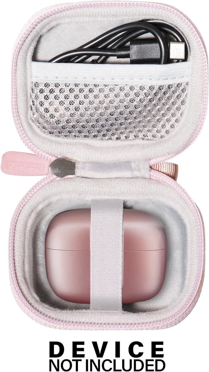 Case for TAGRY X08 Bluetooth Headphones True Wireless Earbuds 60H, mesh Pocket for Charge Cable (Rose Gold)
